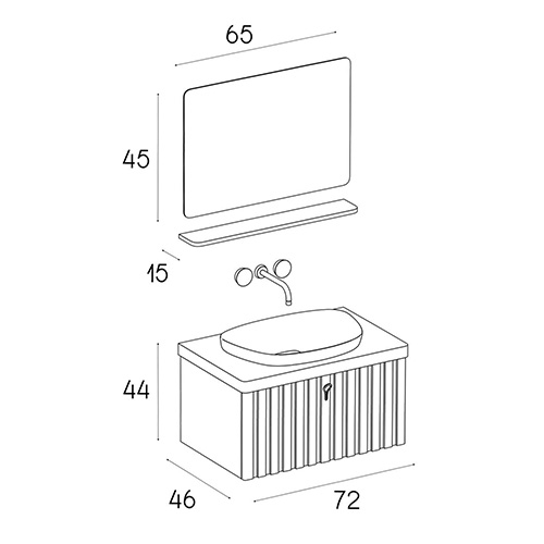 Wood and PVC vanity cabinet model L-014